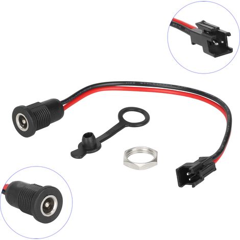 Port de charge CC 2,1 mm, prise d'alimentation CC 5,5 x 2,1 mm, connecteur femelle pour montage sur panneau avec clip à écrou.