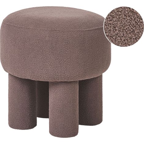 Pouf moderno completamente imbottito rivestimento in bouclé marrone Canby