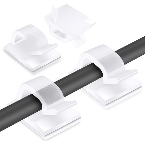 70 Pièces Clips Câbles, Cable Adhesif Rangement de Câble, Supports de Câble Organiseur de câble Auto-Adhésif, Serre Câbles pour Bureau/Voiture/TV/Téléphone/Chargeur (Transparent) (1/5)