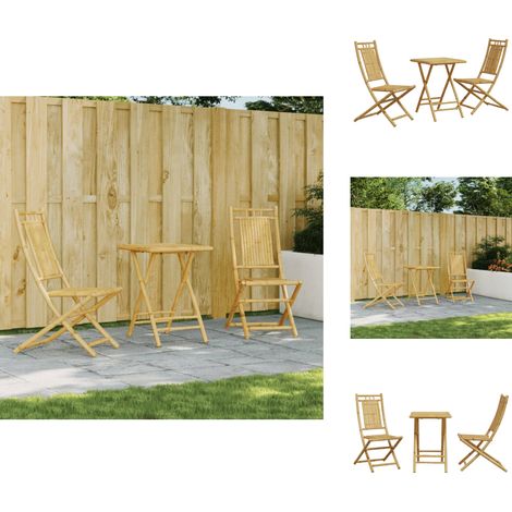 Ensemble de bistro 3 pcs bambou - Meubles De Jardin - Salon De Jardin - Ensemble De Bistro - Mobilier Extérieur - Table Pliante (1/5)