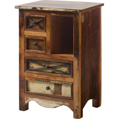 Kommode Altholz 55x40x80 mehrfarbig lackiert NATURE OF SPIRIT 128