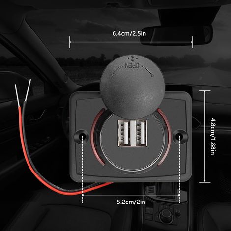 2pcs 3.1A Double Prise USB de Voiture Auto Câble Rouge Chargeur Socket 2 Adaptateur Port 12V-24V Charge Panneau de Chargement Connecteur (1/4)