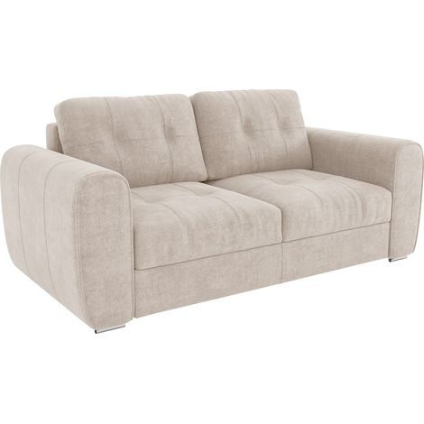 Divano letto 3 posti a ribalta Posto letto 140 cm Materasso 14 cm in Tessuto Beige - BOLIPO