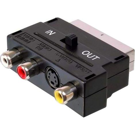 Adaptateur Péritel - 1 Unité - Noir - Conversion SCART vers RCA et S-Vidéo - Pour TV et Audio - Compact