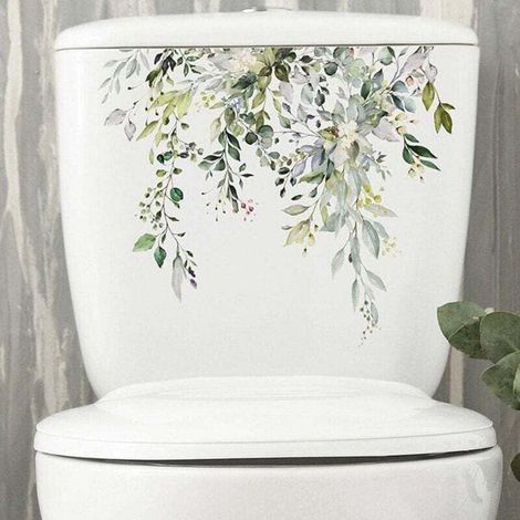 Wandaufkleber für WC-Sitz, Pflanzen- und Blumenmotiv, abnehmbarer und wasserfester Dekoaufkleber für die Wohnung - Crezuo (1/4)