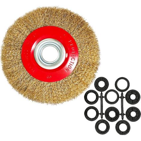 Brosse circulaire en acier pour le nettoyage des meuleuses, diamètre 150 mm avec adaptateur (1/3)