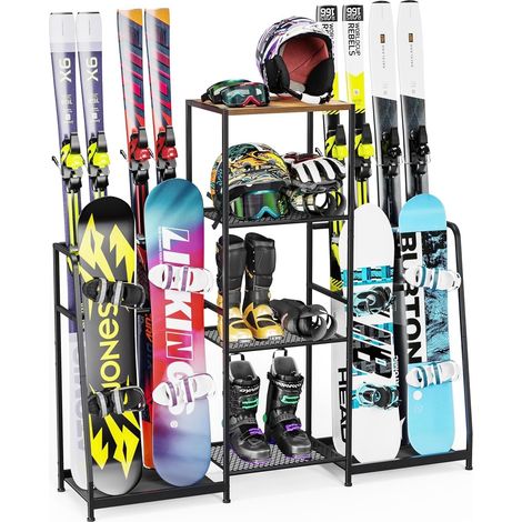 Porte-skis autoportant pour garage, support de sol en acier robuste pour garage, sous-sol (modèle double face) (1/5)