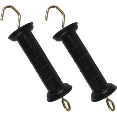 Poignée isolée en 2 parties pour clôture électrique, poignée de portail électrique en plastique noir, 25 cm, accessoire de sécurité pour clôtures de jardin, de ferme et pour chevaux.