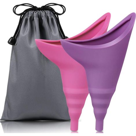 Lot de 2 urinoirs féminins réutilisables - Entonnoir urinaire pour femme, idéal pour festival, camping, randonnée et vacances (1/5)