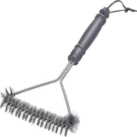 1 Brosse De Gril Poils En Acier Double Face Pour Grilles Inox Chrome Émail Nettoyage Barbecue (1/5)