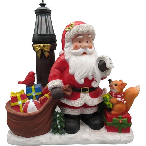 Light Up Santa Lantern Christmas Figurine (Xmas List LED Ornament Decoration) (1/4)