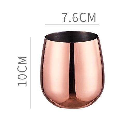Verre à pied en acier inoxydable 304 (500 ml, or rose), idéal pour le vin, les bars, les restaurants et la consommation à domicile.