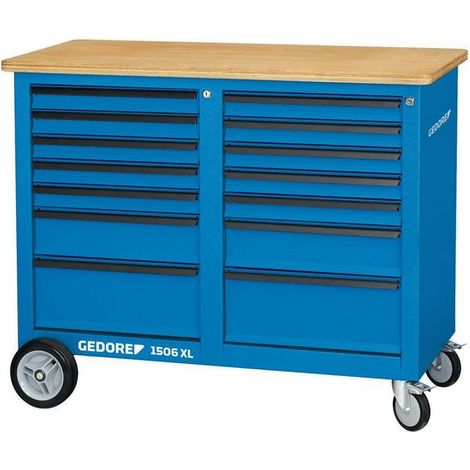 1506 XL 2511 Banco de trabajo con ruedas 1,25 m Ancho con 2x 7 cajones (1/4)