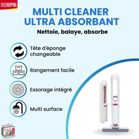 Voiture - Manche intégré - blanc – MINI MOP NETTOIE TOUT - VENTEO - Eponge pour Salle de Bain, Cuisine, Bureau (1/5)