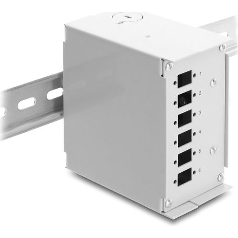 LWL Patchfeld 6 Port für SC Simplex oder LC Duplex grau Metall zur Hutschienen Montage