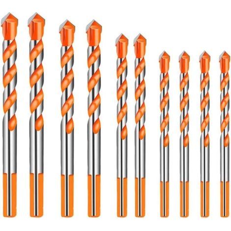 10 Piece Tungsten Carbide Masonry Drill Bit Set for Ceramic, Porcelain, Metal, Steel (6/8/10/12mm) (1/5)