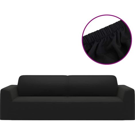 Maison Exclusive - Fodera Elasticizzata per Divano 3 Posti Jersey Poliestere Nero (1/5)