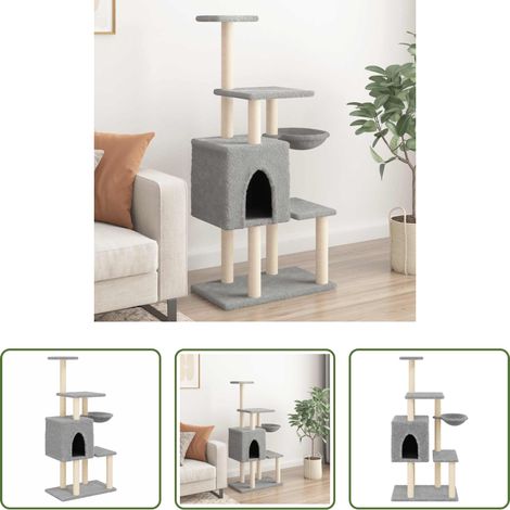vidaXL Rascador para gatos con postes de sisal gris claro 131 cm (1/5)