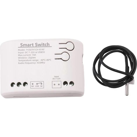 Interrupteur intelligent Tuya Zigbee avec capteur de température, relais Zigbee à contact sec passif, compatible avec Home Assistant, alimentation 7-32 V CC. (1/5)