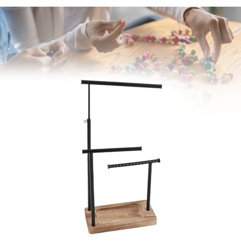 Porte Bijoux 3 Étages Rotatif en Métal et Bois avec Plateau et Supports Modulables pour Colliers Bracelets Boucles d'Oreilles Déco (1/5)