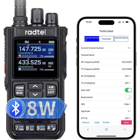 Talkie-Walkie 8W Multi-Bande, Radio VHF/UHF 256 Canaux, Aviation, Marine, Batterie 2200mAh, Programmation Via Application (1/5)