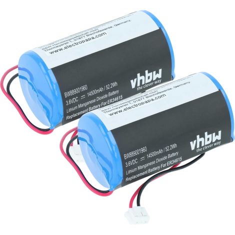 vhbw 2x batería reemplaza DSC WT4911BATT para sistema de alarma, sirena inalámbrica exterior (14500 mAh, 3,6 V, Li-MnO2)