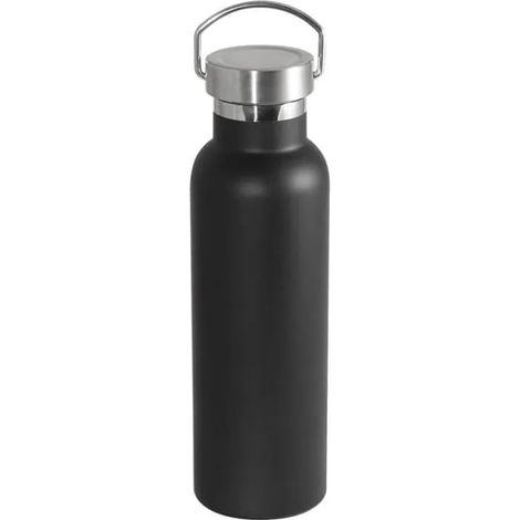 Bouteille Isotherme 600ml Acier Inox - Chaud 8h, froid 12h - Noir (1/5)