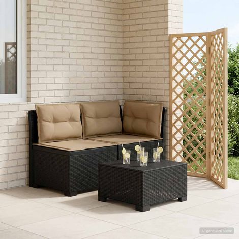 Canapé de Jardin 2 Places en Polypropylène Aspect Rotin avec Coussins Anthracite et Taupe - PANGIVO (1/5)