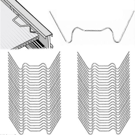 Filiyano-[LCS] Pinces à verre pour serres, 125 pièces. Pinces à verre en acier inoxydable pour serres, pinces à verre pour serres de jardin, verre de (1/3)