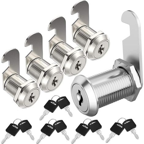 Serrure de boîte aux lettres à cylindre Cam Cam Lock 20 mm, serrure de tiroir d'armoire de boîte aux lettres avec 10 clés (5 pièces)