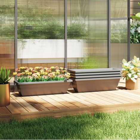 Lot de 5 pots de fleurs empilables en plastique gris pour intérieur et extérieur, jardinières résistantes aux intempéries pour terrasse, balcon et jardin  CHICFURN (1/5)