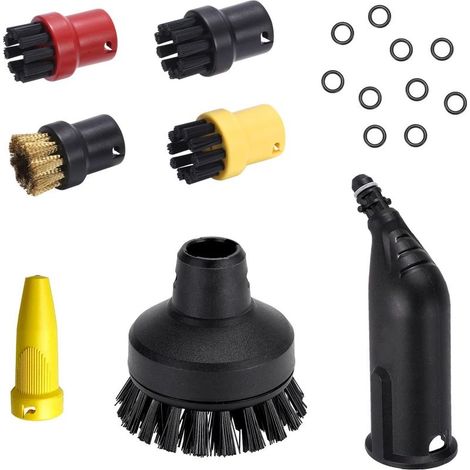 Brosses de nettoyage à vapeur,Accessoires pour Nettoyeurs Vapeur Compatible avec Karcher, Accessoires de nettoyage à vapeur，Brosses Rondes Set,pour Karcher SC1 SC2 CTK10 SC3 SC4 SC5 SC7 (1/5)