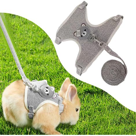 1 Harnais,Laisse Réglable,Nylon Maille,Respirant,Petit Animal Lapin Chat (1/5)