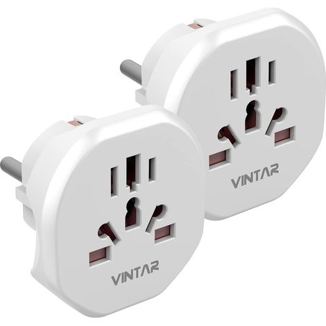 2 Pièces Adaptateur Universel pour Prise France Europe Adaptateur pour Prises UK Anglaise et USA Américaine vers FR, Compatible avec Canada, Chine, Australie, Italie, Suisse, Blanc (1/5)