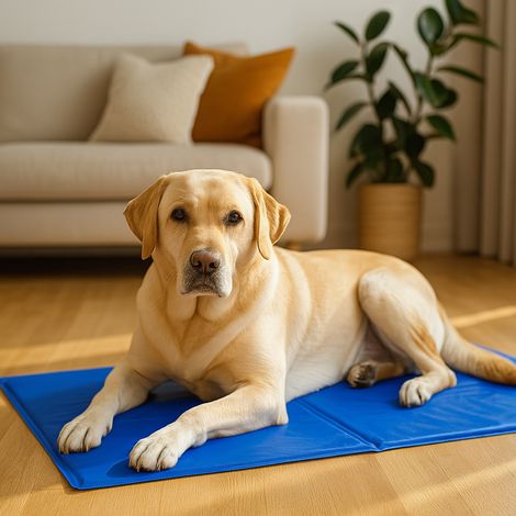 belviona Kühlmatte für Hunde, selbstkühlende Hundematte ohne Strom oder Wasser, faltbar, robust & pflegeleicht, 100x60 cm, blau (1/5)