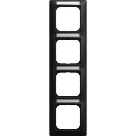 Busch-Jaeger Cadre de recouvrement avec fenêtre de visualisation, vertical 4x noir mat - Busch-balance® SI (1724 NS-915), 2CKA001754A4943
