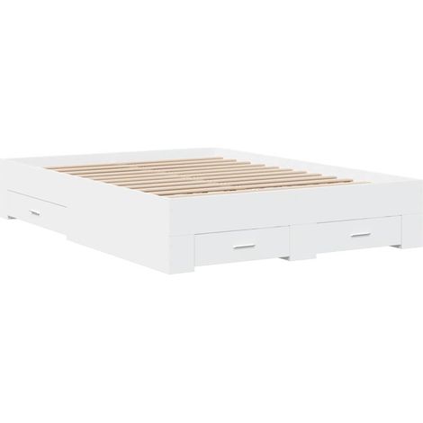 Cama con cajones madera de ingeniería blanca 140x190 cm vidaXL