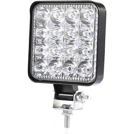 Barre lumineuse de travail LED étanche 12-24 V, projecteur carré 48 W, phare de travail pour camions, éclairage de conduite de nuit tout-terrain pour SUV, 16 LED, 1 pièce (1/5)