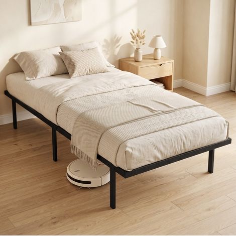 MEUBLIV Metallbett 90x200 cm Schwarz – mit Lattenrost und Stauraum, ohne Matratze (1/5)