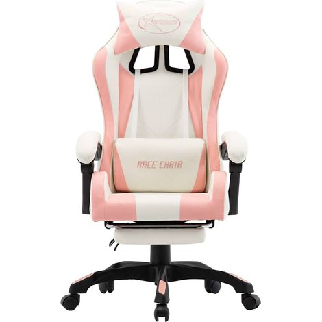 Maison Exclusive - Gaming-Stuhl mit Fußstütze Rosa und Weiß Kunst (1/5)