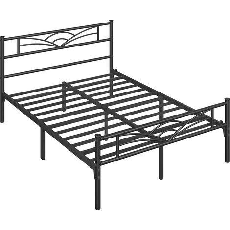Yaheetech Struttura Letto in Ferro con Spazio Aggiuntivo per Camera da Letto Ospiti Soggiorno Matrimoniale 140 x 200 cm Nero