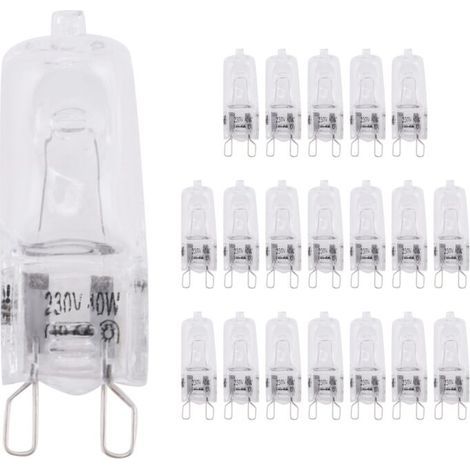 Halogenlampe, 20er-Pack G9-Halogenlampen, 40 W, dimmbare, klare Halogenlampen, 2800 K Warmweiß für Kronleuchter, Anhänger, Landschaftsleuchten (1/5)