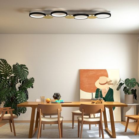 Plafoniera LED 38 W 1500 lm 3000K-6500K con telecomando, 4 anelli, nero e oro HAVRYA (1/5)