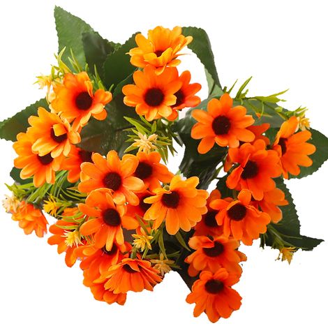 Lot de 5 bouquets de fleurs artificielles d'extérieur résistantes aux UV, ne se décolorent pas, plantes en plastique artificielles pour la décoration de jardin, porche et jardinière. (1/5)