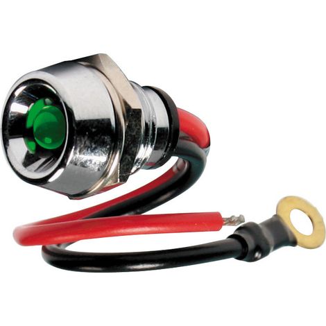 Spia a Led, in ottone cromato - 12/24V - Verde - 15A (1/3)