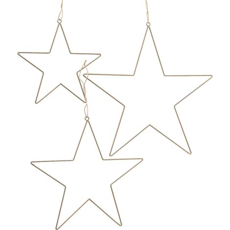 Metall Deko Sterne 3er Set gold  - 50 / 40 / 30 cm - Weihnachts Wand Hänge Dekoration