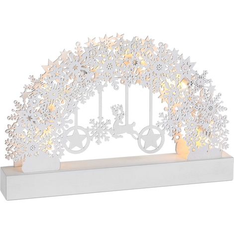 Arche à bougies LED avec minuterie - Motif flocon de neige blanc (1/5)