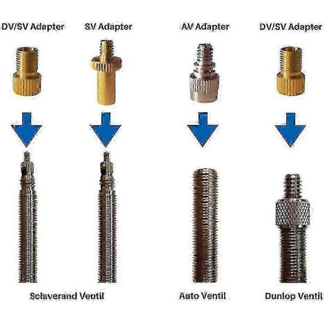 Kit de 10 embouts pour pompe de gonflage pour vélos de route et fixies avec adaptateurs pour valves Presta et Schrader (1/5)