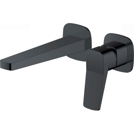 RAK Petit Square Matt Black Wall Mounted Basin Mixer Tap - RAKPES3007B (1/2)