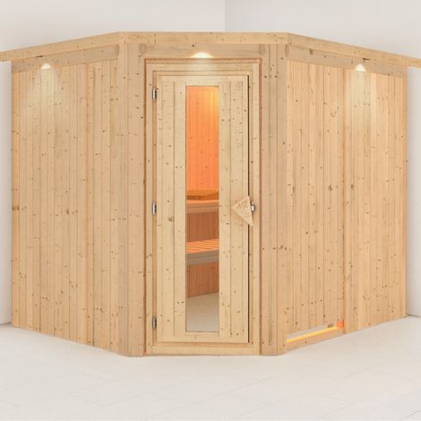 Sauna d'angle Karibu MALIN 5-6 places 231x196 cm Bois de tremble 68mm (1/5)